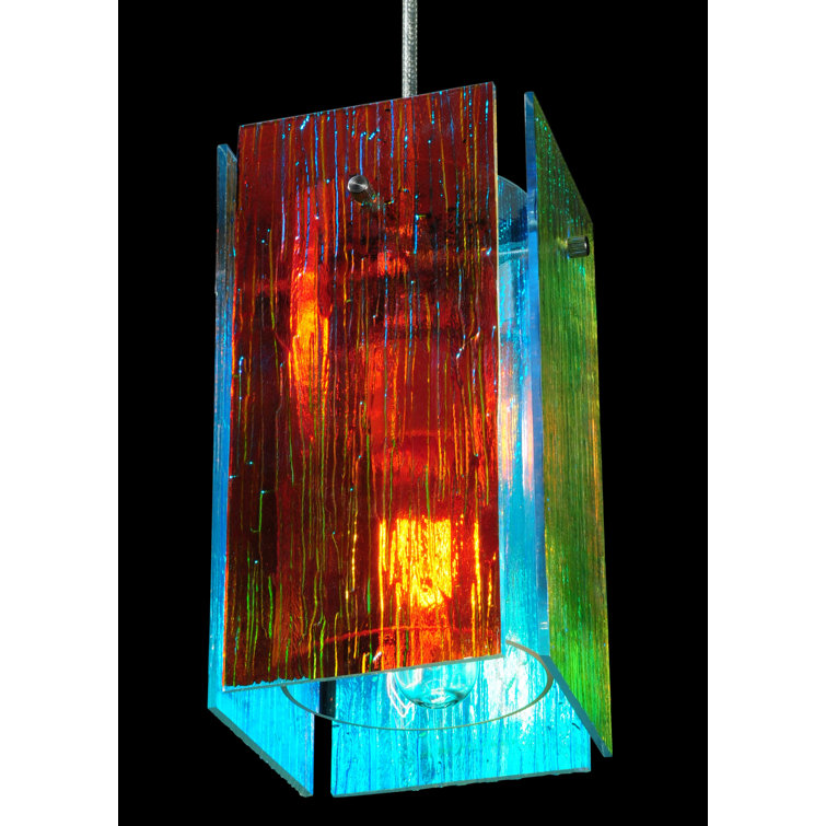 Metro Fusion Fire & Ice Dichroic Glass Mini Pendant with Brushed Nickel