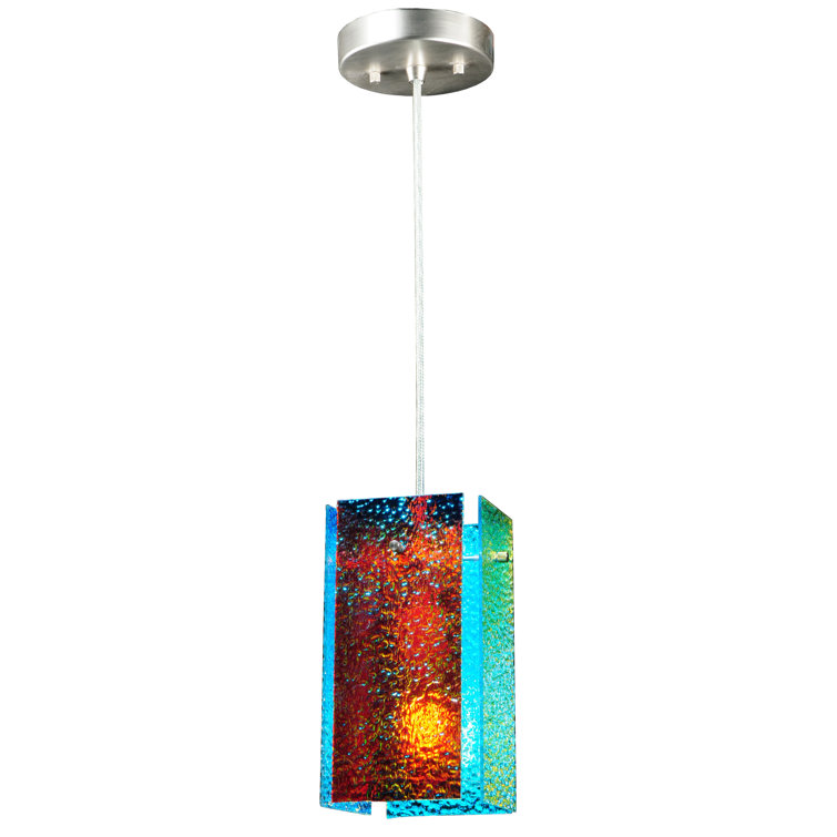 Metro Fusion 7" Mini Island Pendant with Diachronic Glass & Brushed Nickel
