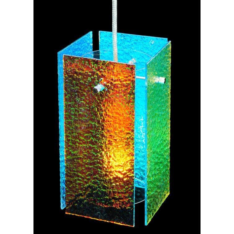 Metro Fusion 7" Mini Island Pendant with Diachronic Glass & Brushed Nickel