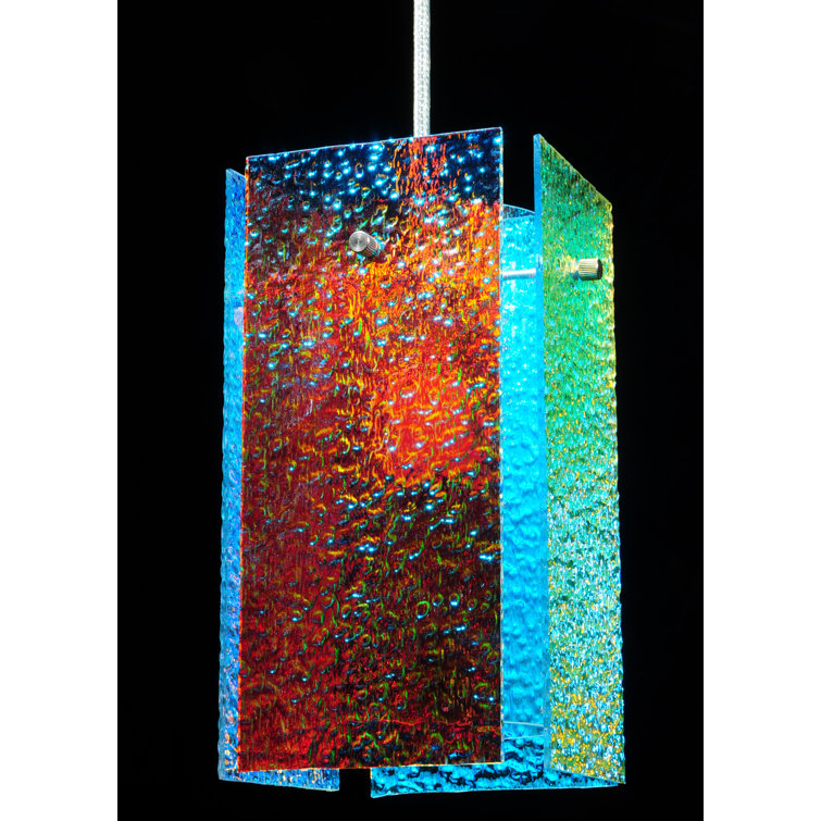 Metro Fusion 7" Mini Island Pendant with Diachronic Glass & Brushed Nickel