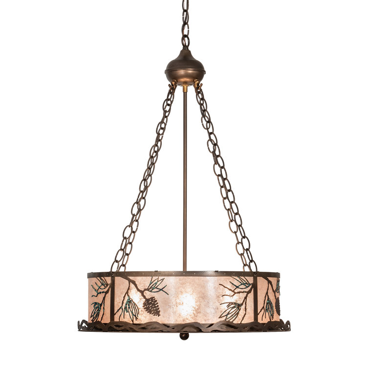 Balsam Pine 4-Light Glass Drum Chandelier - Indoor/Outdoor Energy Star