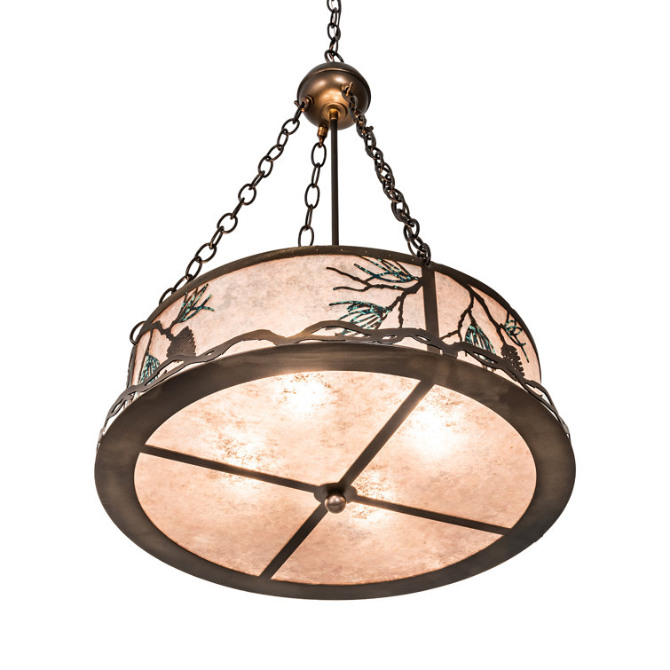Balsam Pine 4-Light Glass Drum Chandelier - Indoor/Outdoor Energy Star