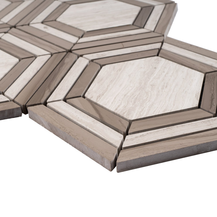 Beige Honeycomb Marble Mosaic Wall Tile Sheet