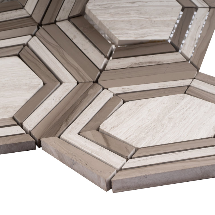 Beige Honeycomb Marble Mosaic Wall Tile Sheet