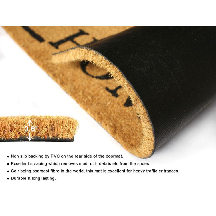 Sera Natural Coir Non-Slip Outdoor Doormat with Home Message