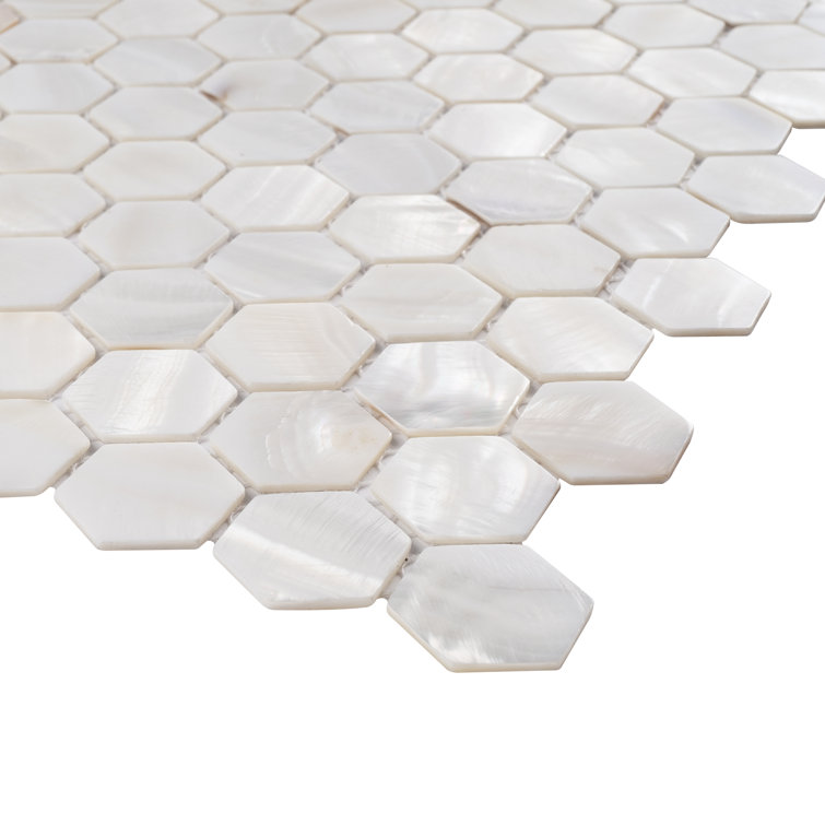 White Mother of Pearl Hexagon Mosaic Wall Tile Sheet