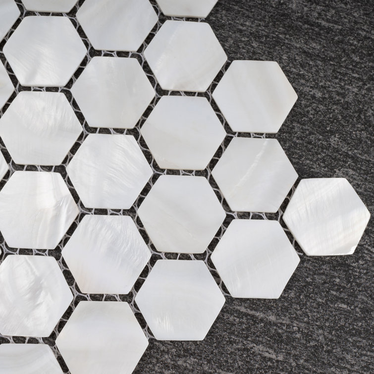 White Mother of Pearl Hexagon Mosaic Wall Tile Sheet