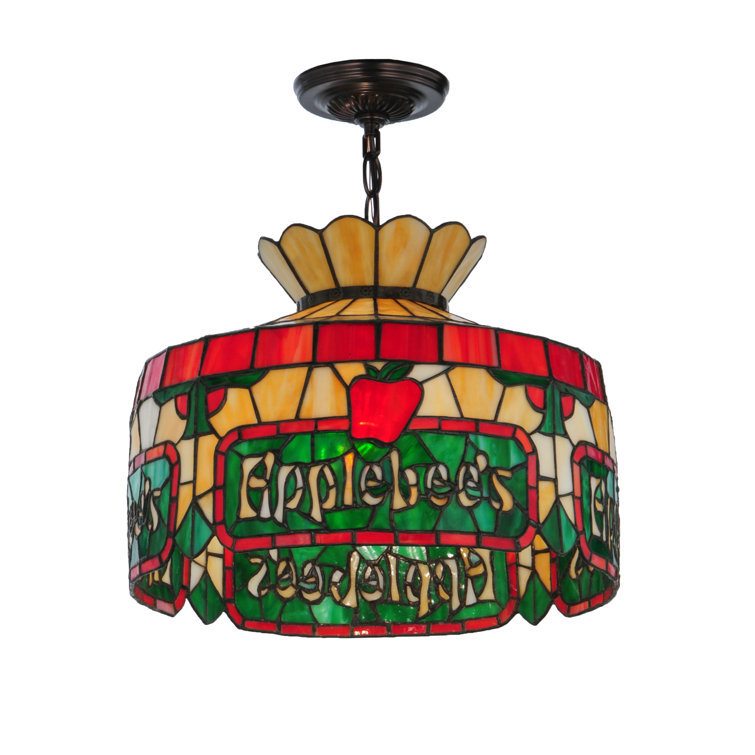 Bronze Glass Drum LED Pendant Light for Indoor/Outdoor Use