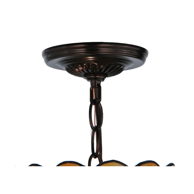 Bronze Glass Drum LED Pendant Light for Indoor/Outdoor Use