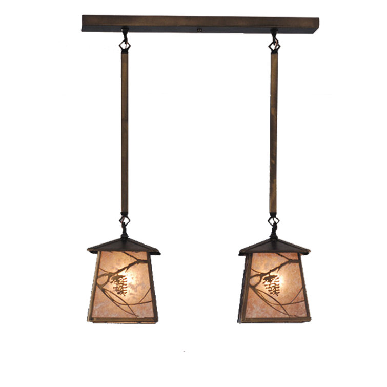 Rustic Copper and Glass Island Pendant Light with Nature Design