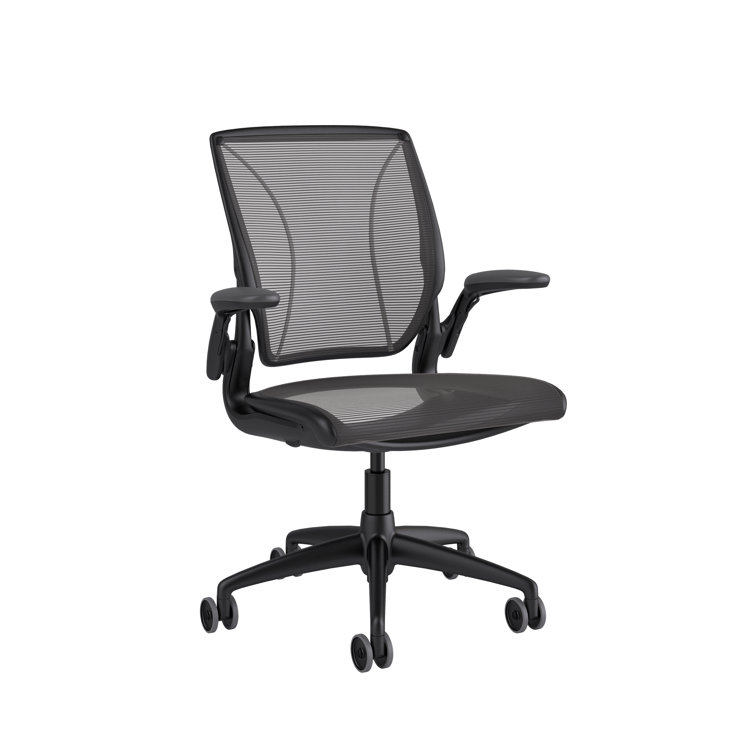 Black Adjustable Pinstripe Mesh Swivel Task Chair