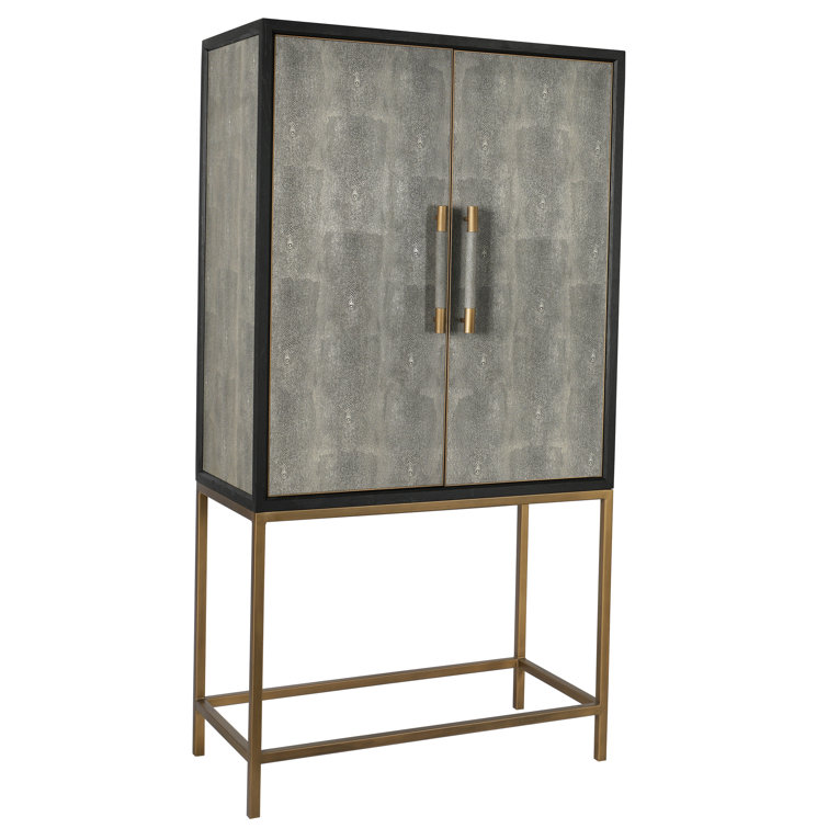 Trent 38" Gray Solid Oak Contemporary Bar Cabinet