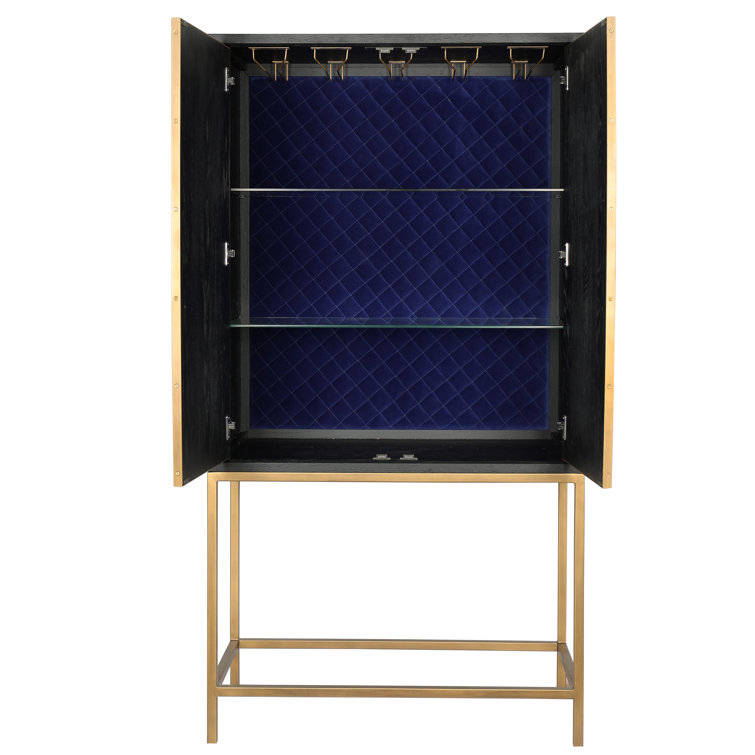 Trent 38" Gray Solid Oak Contemporary Bar Cabinet