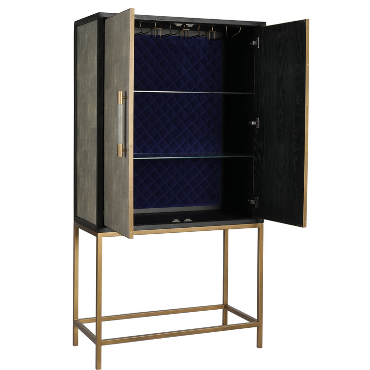 Trent 38" Gray Solid Oak Contemporary Bar Cabinet