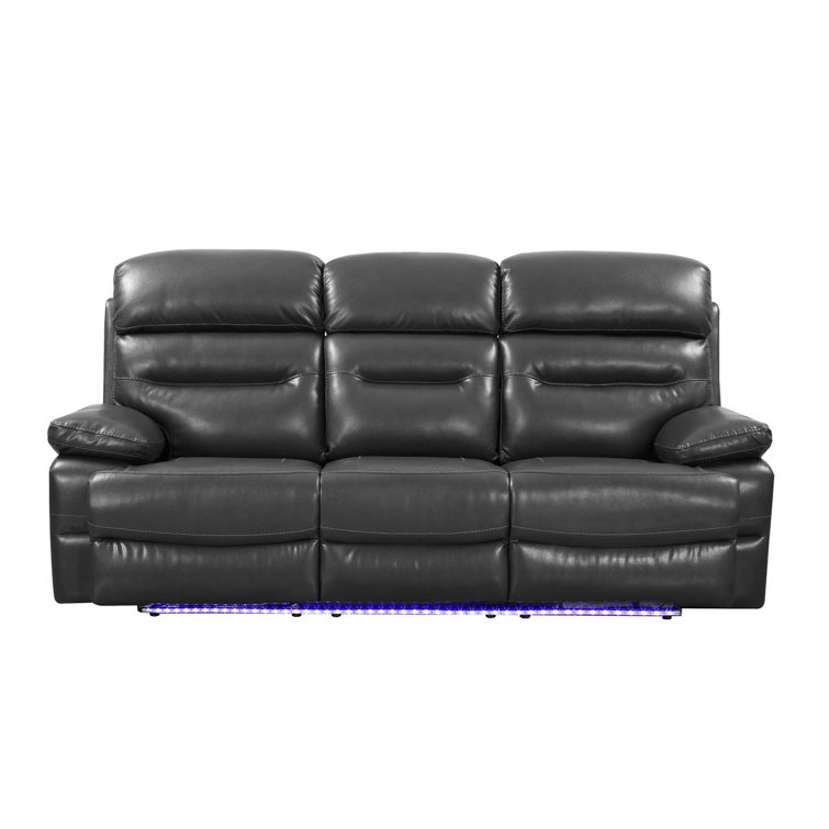 Gray Faux Leather Tufted Sleeper Loveseat with Metal Frame