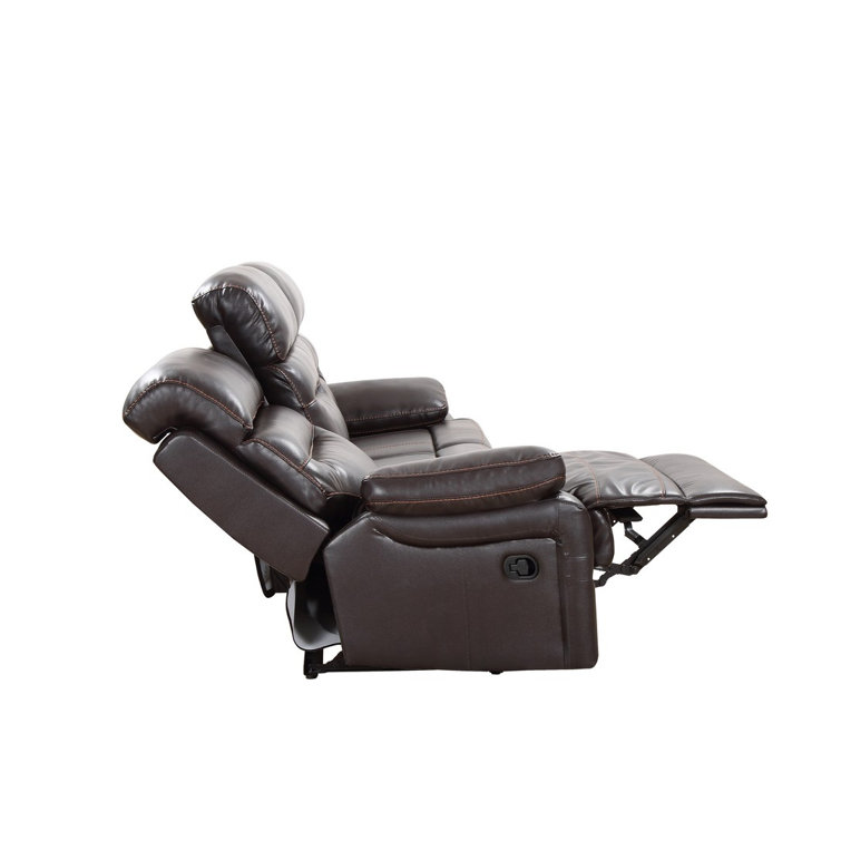 Gray Faux Leather Tufted Sleeper Loveseat with Metal Frame