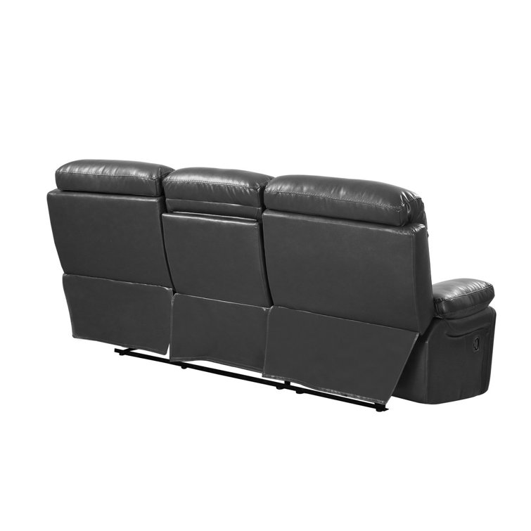 Gray Faux Leather Tufted Sleeper Loveseat with Metal Frame