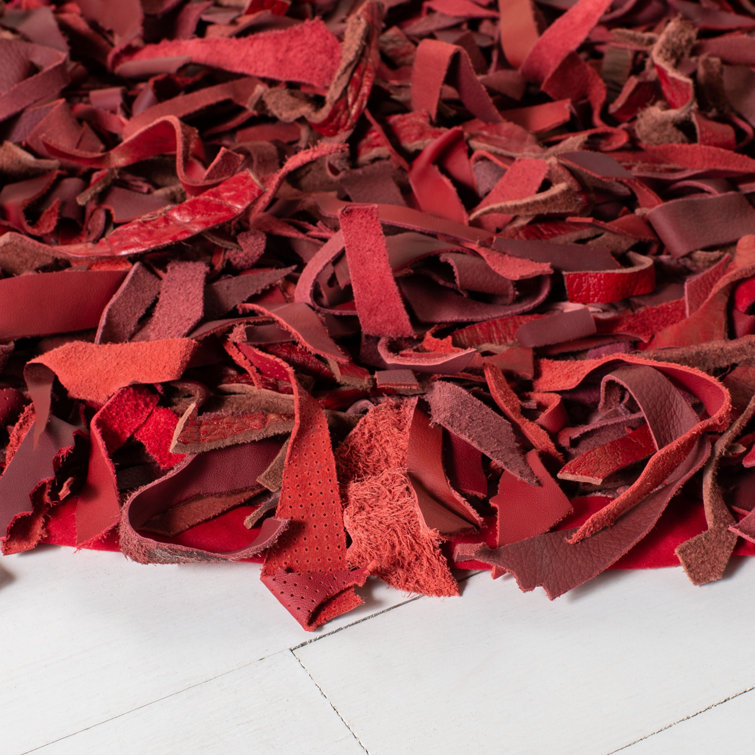 Hand-Knotted Red Leather Shag 8' x 10' Area Rug