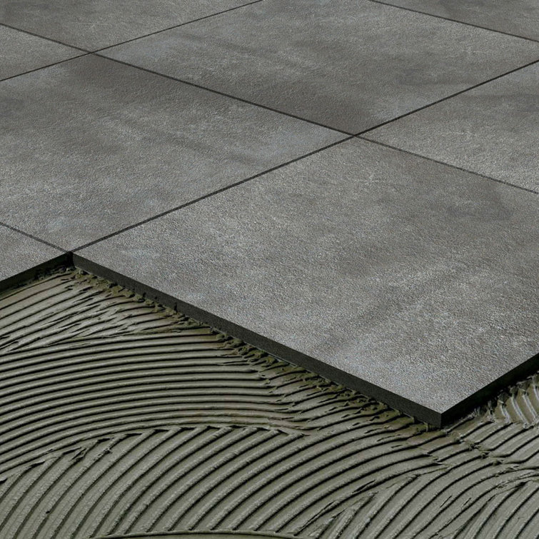 24'' x 24'' Deep Gray Cement Effect Porcelain Tile