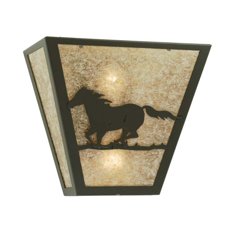 Bronze Black Rustic Lodge 2-Light Horse Sconce
