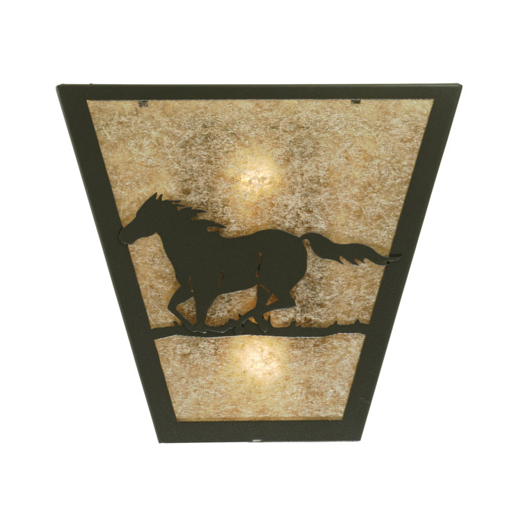 Bronze Black Rustic Lodge 2-Light Horse Sconce