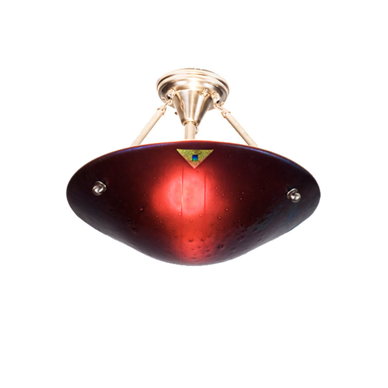 Midnight Plum Glass & Brushed Nickel Semi-Flush Mount Light