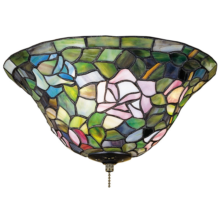 Bronze 3-Light Tiffany Rosebush Indoor/Outdoor Glass Bowl