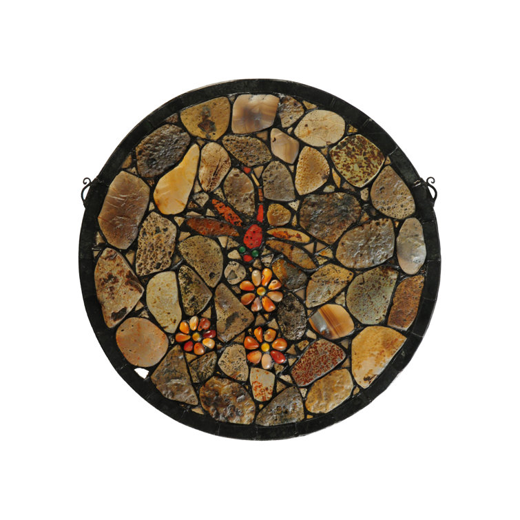 Agate Dragonfly Stained Glass Window Panel with Black Jadestone Border