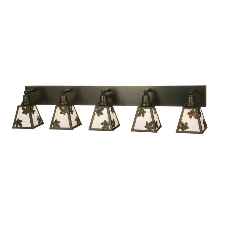 Craftsman Brown 48.75" Maple Leaf 5-Light Dimmable Vanity Lighting
