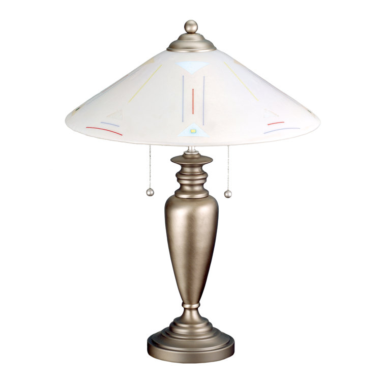 Metro Fusion Nickel Finish Stained Glass Table Lamp