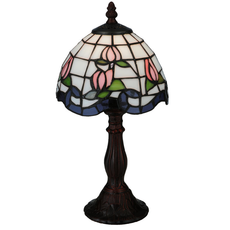 Elegant Roseborder Mini Stained Glass White Table Lamp