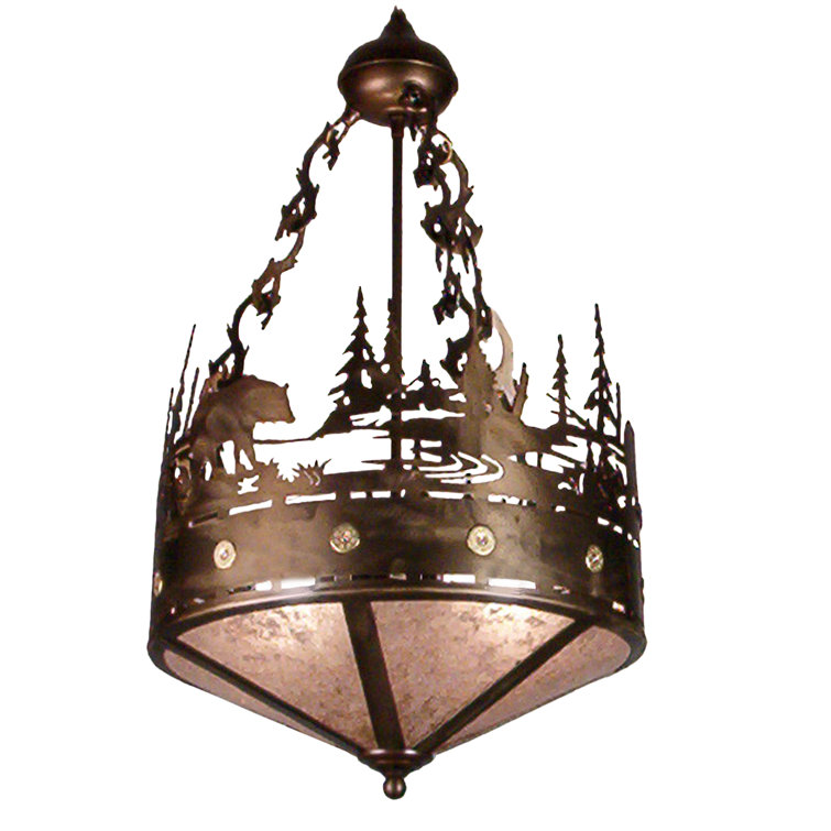 Rustic Lodge Globe 2-Light Antique Copper & Glass Pendant