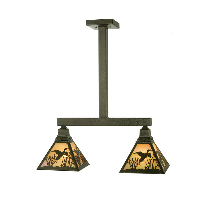 Tarnished Copper 2-Light Glass Kitchen Island Pendant