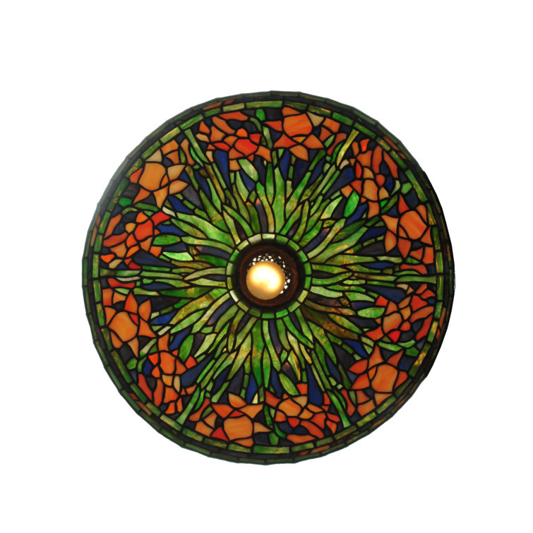 Antique Brass Daffodil 1-Light Pendant with Brown Glass