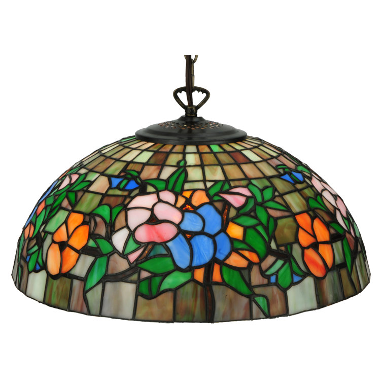 Antique Brass Single Pendant Light with Glass Shade