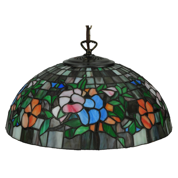 Antique Brass Single Pendant Light with Glass Shade