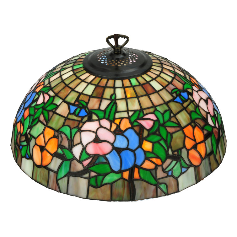 Antique Brass Single Pendant Light with Glass Shade