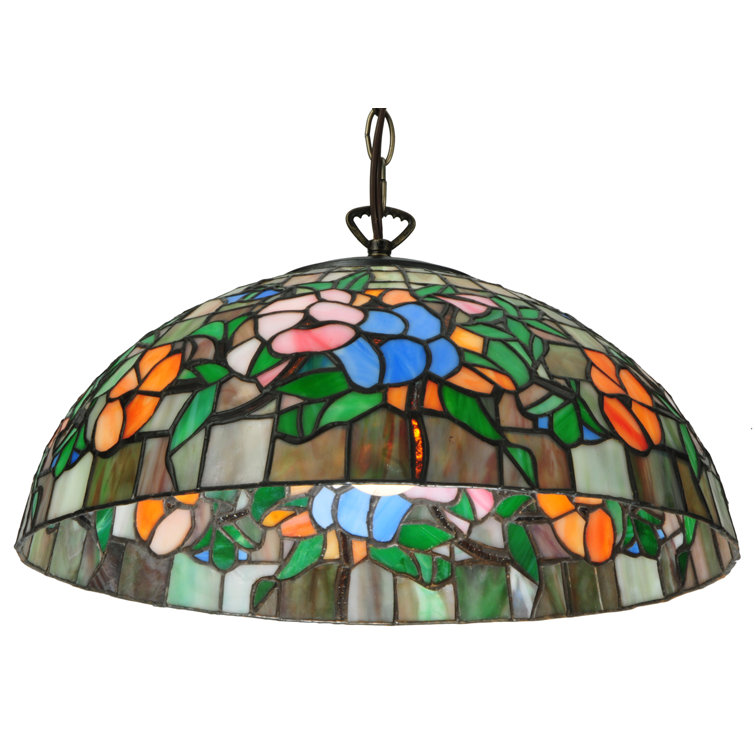 Antique Brass Single Pendant Light with Glass Shade