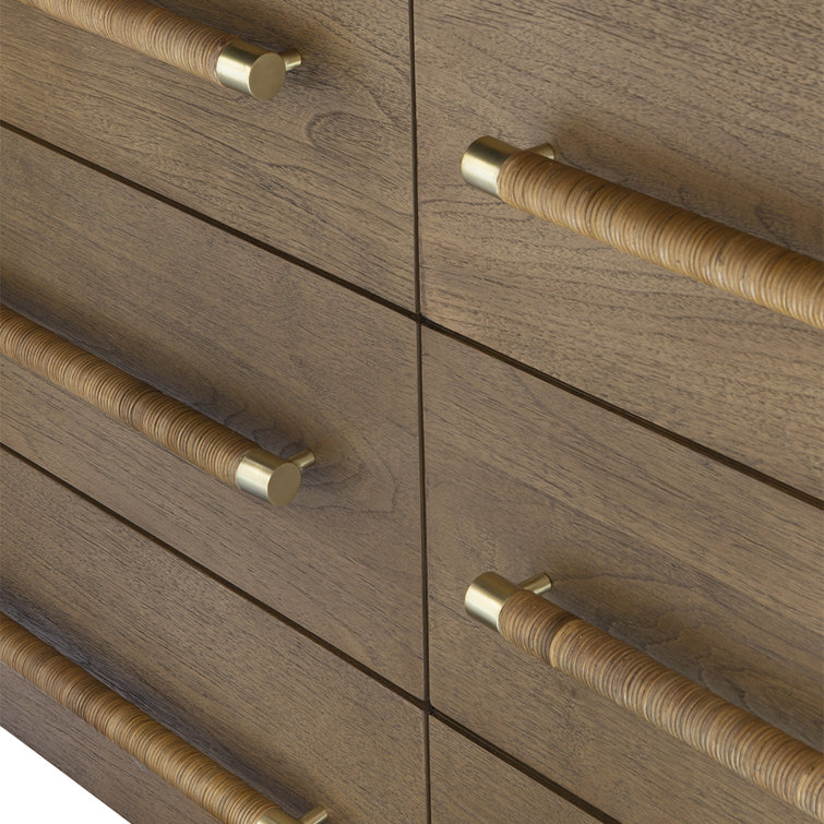 Audrey Double Walnut Dresser with Brass Accents