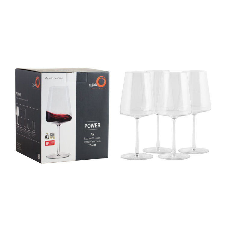 Power 18 oz. Clear Lead-Free Crystal Red Wine Glasses Set