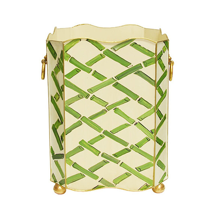 Blue and White Contemporary Office Wastebasket with Lion Handles