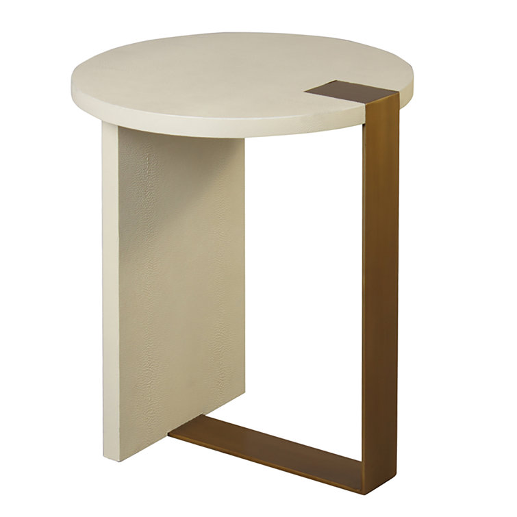 Harrington Round Cream Wood and Metal Side Table 22"