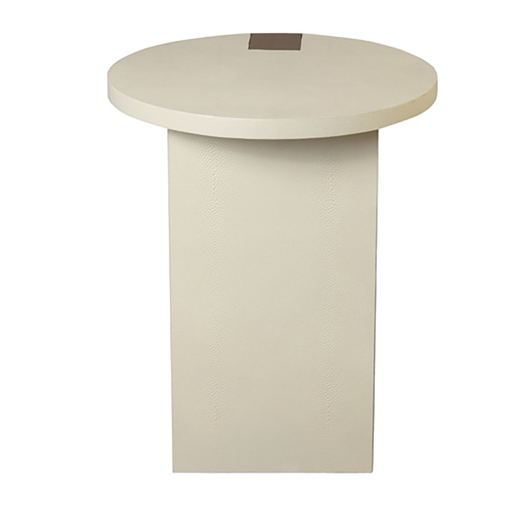 Harrington Round Cream Wood and Metal Side Table 22"