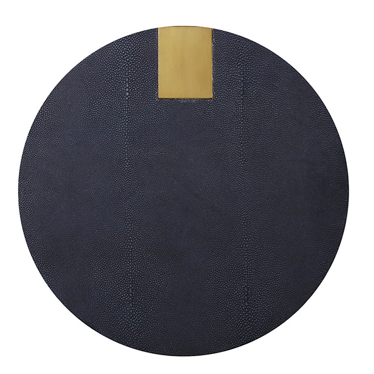 22'' Transitional Gray and Gold Round Wood & Metal Side Table