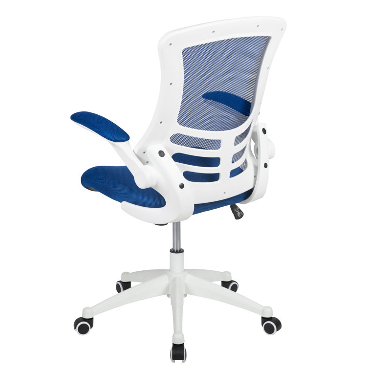 Modern Blue Mesh and White Plastic Ergonomic Swivel Task Chair