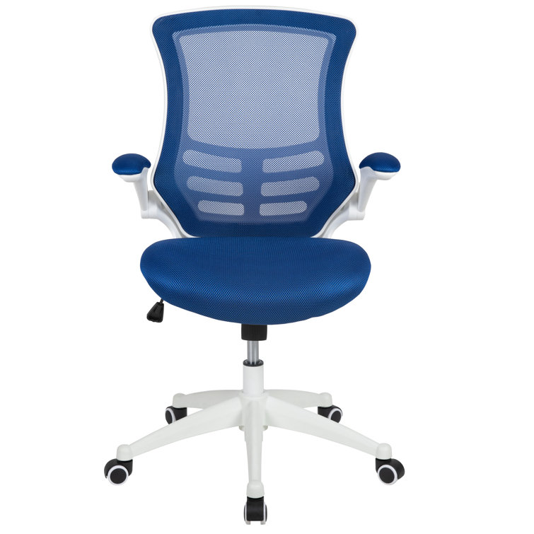 Modern Blue Mesh and White Plastic Ergonomic Swivel Task Chair