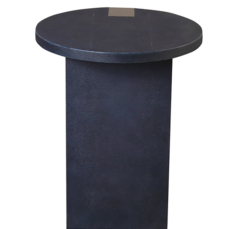 22'' Transitional Gray and Gold Round Wood & Metal Side Table