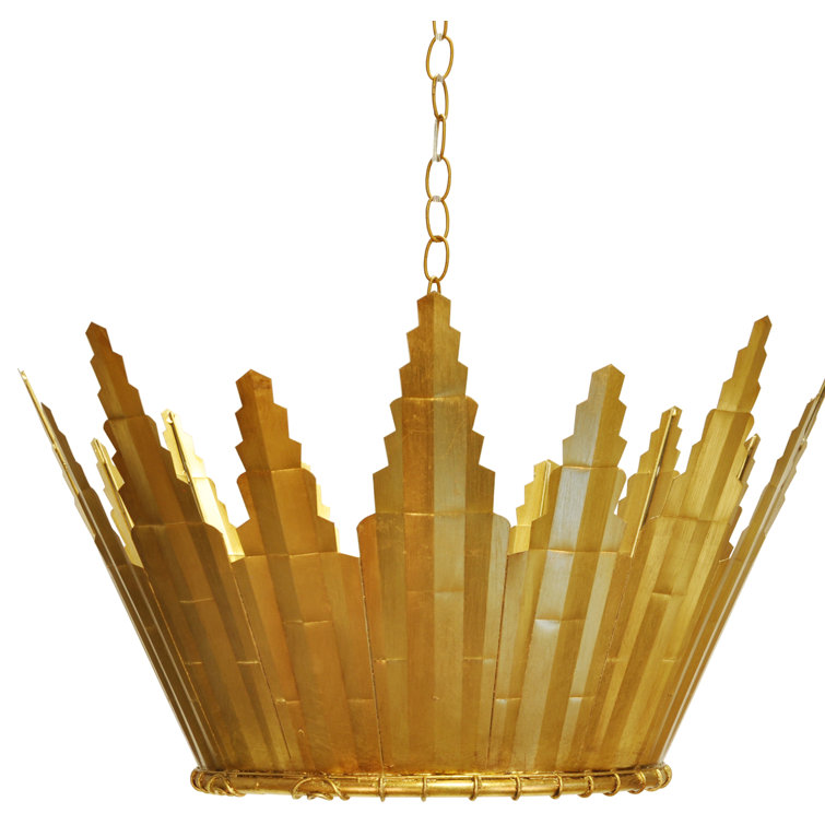 Santorini Gold Leaf 25'' Contemporary Sunburst Chandelier