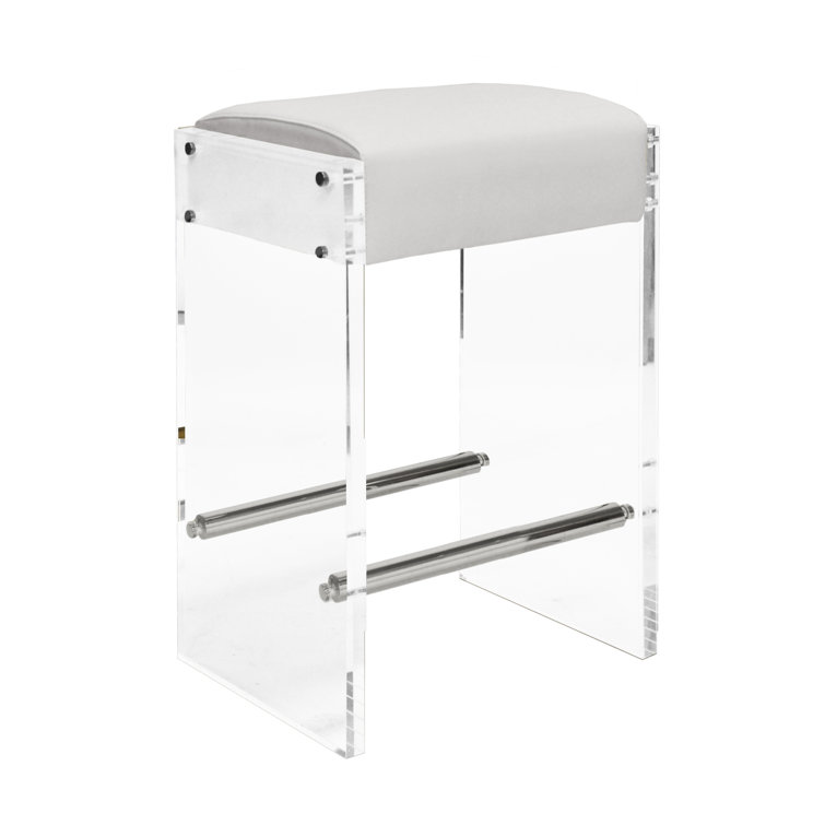 Contemporary Blue Nickel 26'' Acrylic & Metal Counter Stool