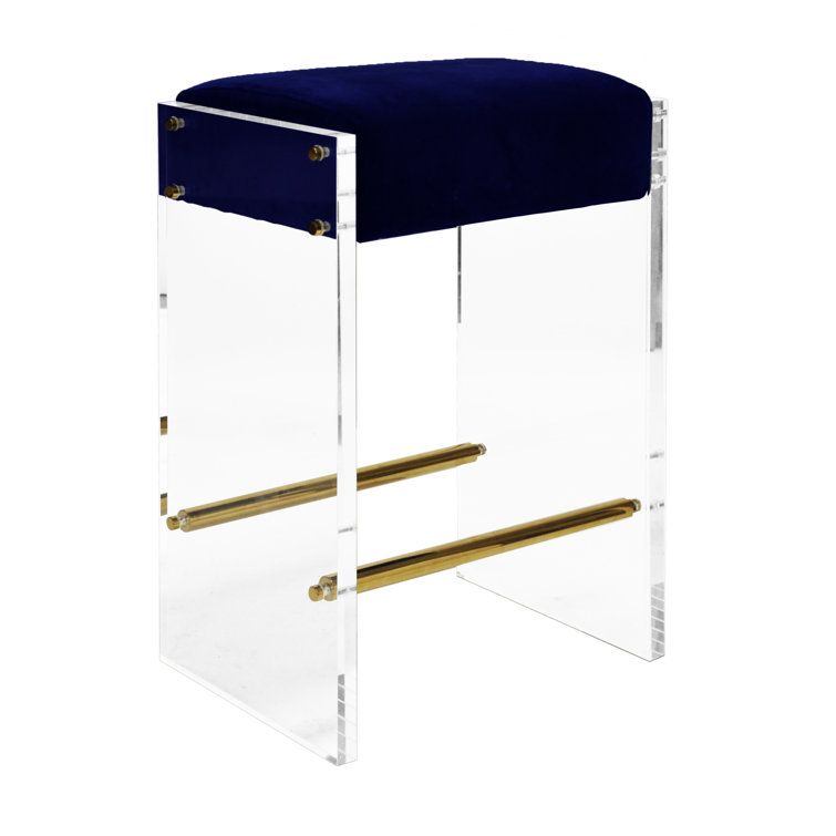Indy 26" White and Brass Backless Counter Stool
